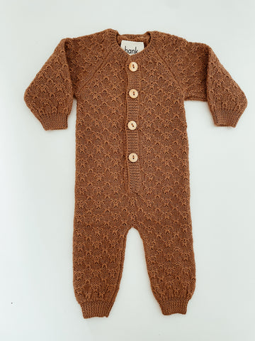 Albert Full Length Knit Romper - Toffee