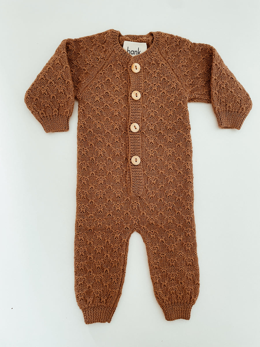 Albert Full Length Knit Romper - Toffee