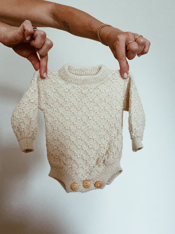 Fern Long Sleeved Knit Romper - Cloud